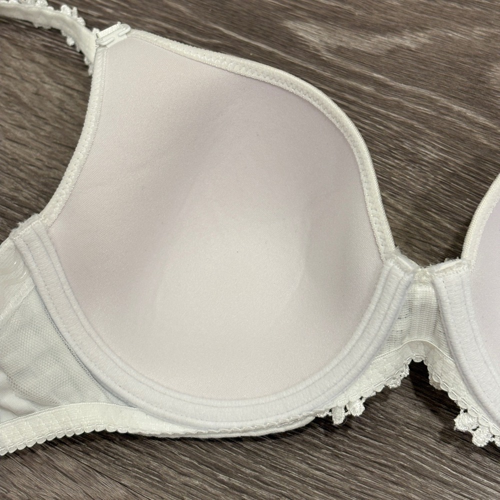 Marie Jo Avero Heartshape Bra Natural White Gingham Daisy Straps 36B Underwire - Picture 10 of 15